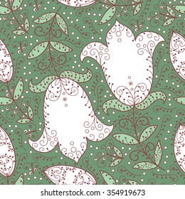 White flowers abstract seamless pattern background.