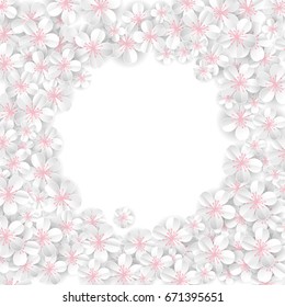 White flowers banner. Wedding paper invitation for background, anniversary marriage, engagement, birthday, Baby shower. Shop header, web banner. For flyer, invite greeting card