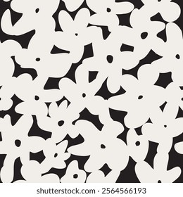 White Flowers Decorative seamless pattern. Repeating background. Tileable wallpaper print.