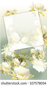 white flowers greeting card (vector plants)