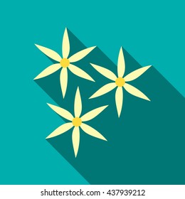 White flowers icon, flat style