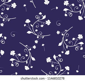 White flowers with leaf wallpaper design concept floral pattern on dark blue vector background