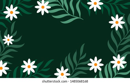 White flowers With Leaves background
