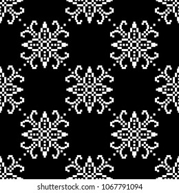 White flowers on black background. Ornamental seamless pattern for textile and wallpapers