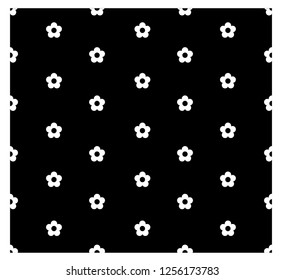 White flowers on black background. Black and white seamless pattern