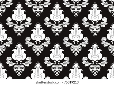 white flowers on black  background seamless