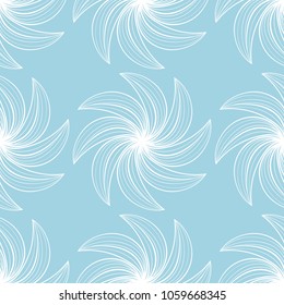 White flowers on blue background. Ornamental seamless pattern for textile and wallpapers