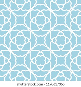 White flowers on blue background. Ornamental seamless pattern for textile and wallpapers