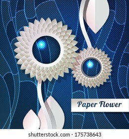 white flowers on a blue background