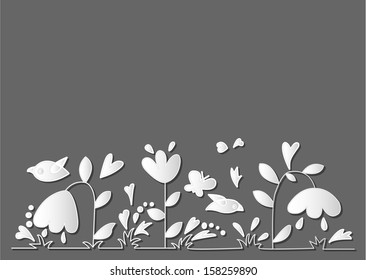 white flowers on a gray background
