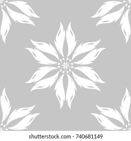 White flowers on gray background. Ornamental seamless pattern for textile and wallpapers
