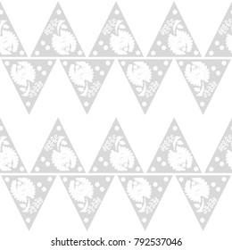 White flowers on a gray background. White  lace Texture. Seamless background.