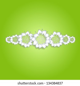White flowers on green background