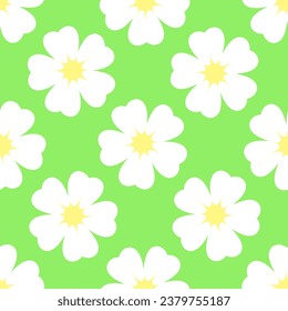 White flowers on green background. Vector seamless pattern. Best for textile, wallpapers, home decoration, wrapping paper, package and your design.