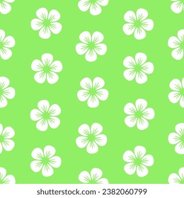Flores blancas de fondo verde. Patrón veloz. Mejor para textiles, papel pintado, decoración casera, papel de envoltura y diseño.