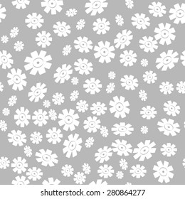 white flowers, on a light gray background. vector seamless pattern