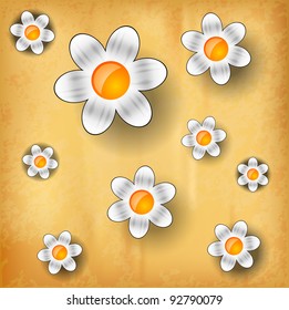 white flowers on the old paper