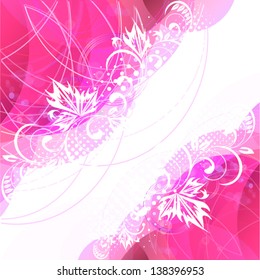 White flowers on a pink abstract background