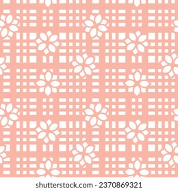 White flowers on a pink cell, pattern. Can be printed on any material: package, merch, fabric, home.