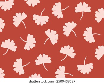 Flores blancas sobre fondo rojo. Fondo de pantalla lindo, textura brillante. Ilustración vectorial