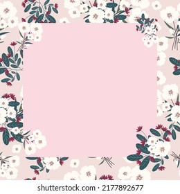 white flowers paper border background