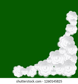 White flowers paper on green for background.