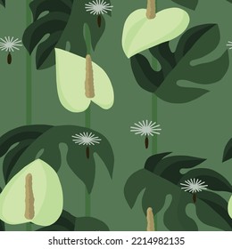 White flowers pattern kaala, color desing, decorative plant