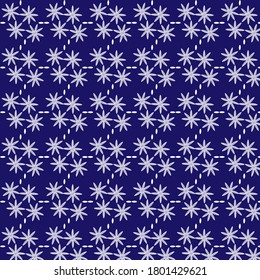 Patrón de flores blancas en el diseño de fondo de pantalla de color azul.Ilustración vectorial.