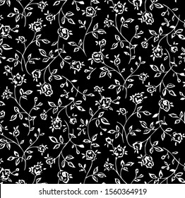 white flowers pattern on dark background. vector design .