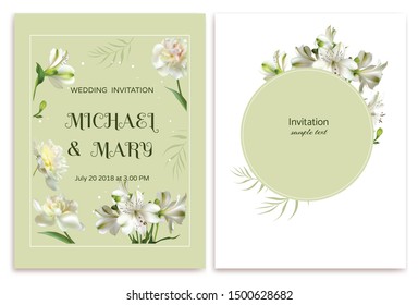 White flowers. Peonies. Floral background. Lilies. Green leaves.