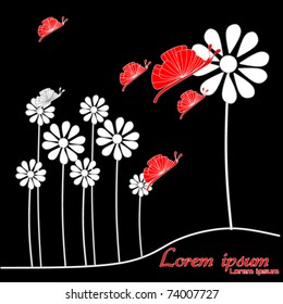 white flowers with red nails