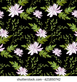 White flowers seamless pattern.