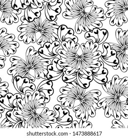White flowers seamless pattern. Abstract white flowers on a white background.