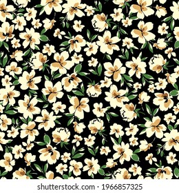 White flowers seamless pattern on dark background