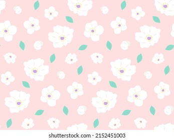 White flowers seamless pattern. Tropical floral design. Vector illustration.