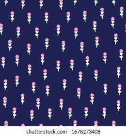 White flowers seamless repeat pattern for wrapping paper,prints,textile,fabrics.White flowers on a navy background.