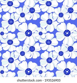 White flowers. Seamless vector background