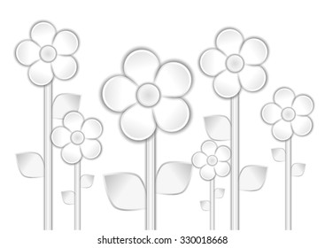White flowers with a shadow on a white background