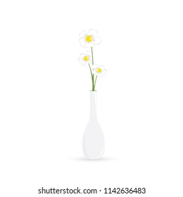 White Flowers White Vase On White Stock Vector (Royalty Free