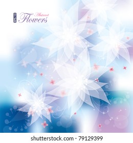 White flowers, vector illustration, contain gradient mesh, eps-10