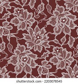 White flowers vector lace seamless pattern