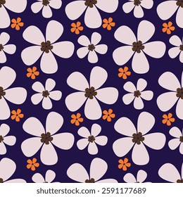 White flowers vector lace seamless pattern