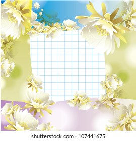 white flowers (vector plants postcard poster)