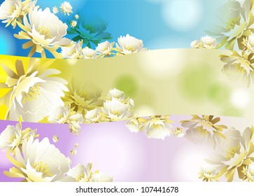 white flowers (vector plants postcard poster)