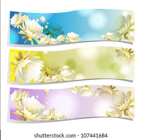 white flowers (vector plants postcard poster)