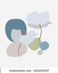 white flowers vector stylized modern seamless floral card