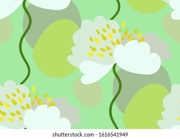 white flowers vector stylized modern seamless floral seamless pattern