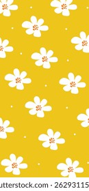 White Flowers With Yellow Background Design
