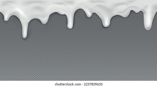 White flowing caramel, no background, panoramic transparent template - Vector illustration