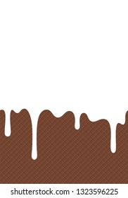 Vidrio blanco sobre fondo de cera de chocolate. Ilustración transparente para banners, Web y paquetes. Diseño de textura de crema de hielo dulce